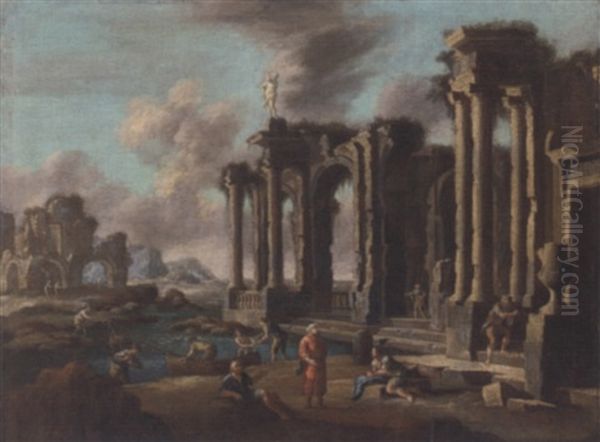 A Capriccio Of Roman Ruins With Travellers - view 1