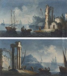 Paesaggio Marino Con Torrione by Leonardo Coccorante