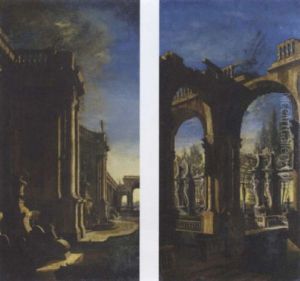 Architectural Capriccios by Leonardo Coccorante
