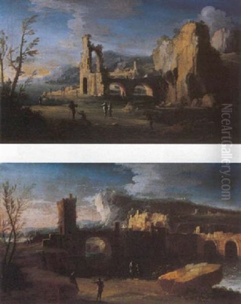 Paesaggio Con Rovine Architettonicho E Figure - view 1