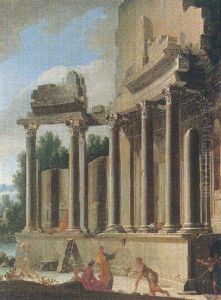 An Architectural Capriccio by Leonardo Coccorante