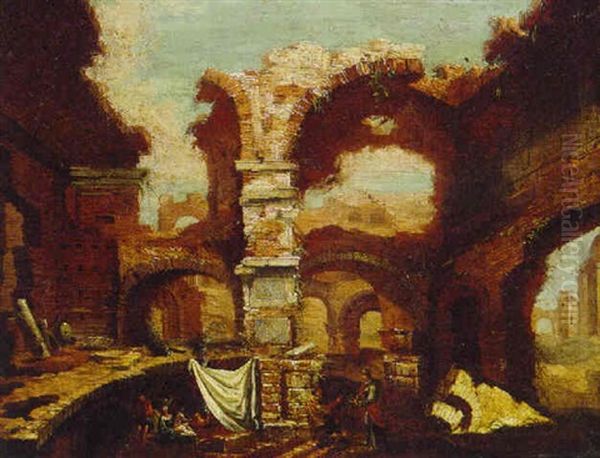 Peasants Amongst Classical Ruins - view 1