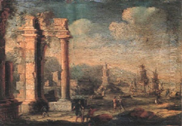 Capriccio Of A Mediterranean Coast With Classical Ruins - view 1