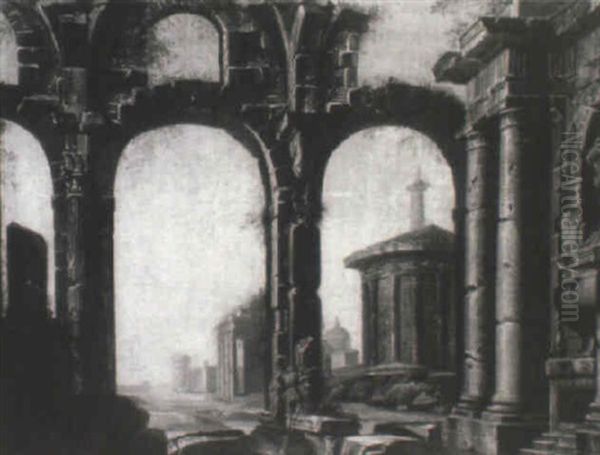 Capriccio Of Classical Ruins With Peasants - view 1