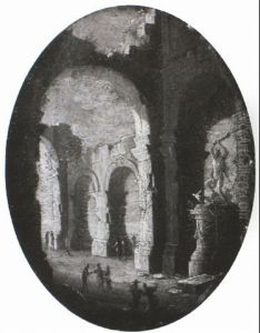 Capriccio Of Sightseers Amid Classical Ruins by Leonardo Coccorante