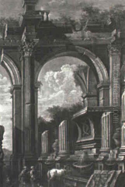Figures Amidst Classical Ruins - view 1