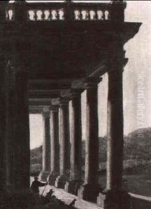 An Architectural Capriccio Of A Harbour With A     Moored Boat And Stevedore's [&] Peasants Among The Portico..