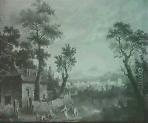 Jethro Et Les Filles De Moise Dans Un Paysage Avec Des      Antiquites Romaines Au Bord De La Mer - view 1