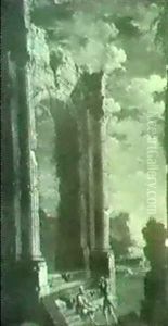 Paesaggio Con Rovine Classiche E Viandanti by Leonardo Coccorante