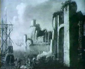 Scene De Port Mediterraneen by Leonardo Coccorante