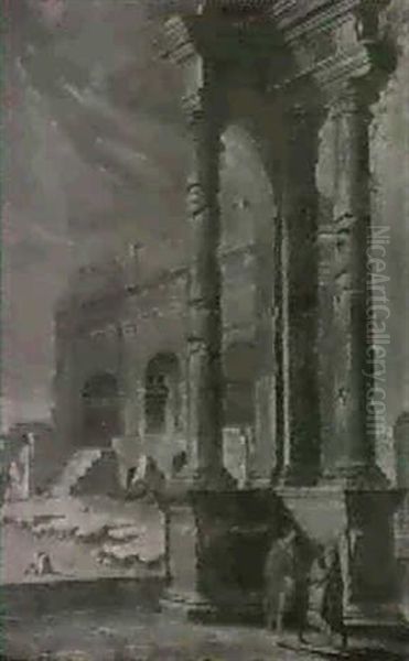 Personnages Conversant Dans Des Ruines Antiques - view 1