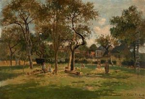 Personnages Dans Un Jardin by Cesar De Cock