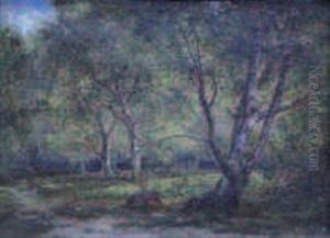 Biches S"abreuvant En Foret by Cesar De Cock
