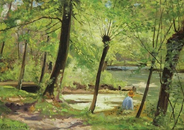 Sous-bois A Gasny-sur-epte Avec L'artiste Au Travail - view 1