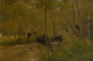 Le Long De La Riviere De Lepth En Normandie by Cesar De Cock