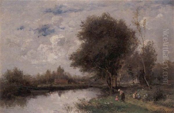 Picking Flowers Near The River - view 1