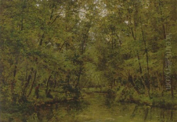 Fishing In A Forest Stream - view 1