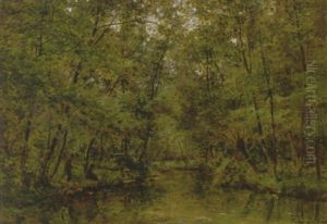 Fishing In A Forest Stream by Cesar De Cock