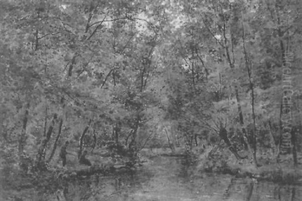 Fisherman By A Quiet Stream - view 1