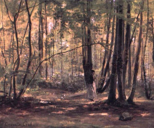 Jeune Femme Se Promenant Dans Un Sous-bois - view 1