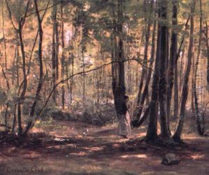Jeune Femme Se Promenant Dans Un Sous-bois by Cesar De Cock