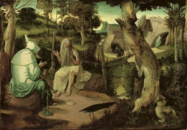 Saint Anthony The Great With Saint Paul The Hermit, In A Wooded Landscape - view 1