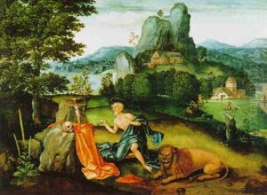 Phantastische Landschaft Mit Dem Heiligen Hieronymus by Jan Wellens de Cock