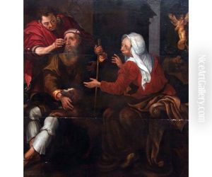 Tobias Restoring His Father"s Sight by Maerten De Cock