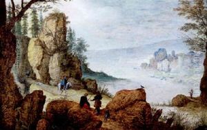 Personnages Dans Un Paysage Montagneux by Maerten De Cock