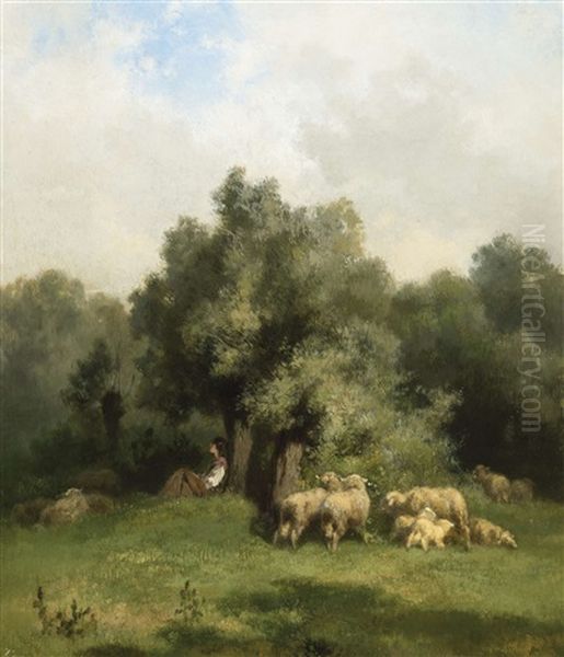 Shepherdess With Sheep (1854) - view 1