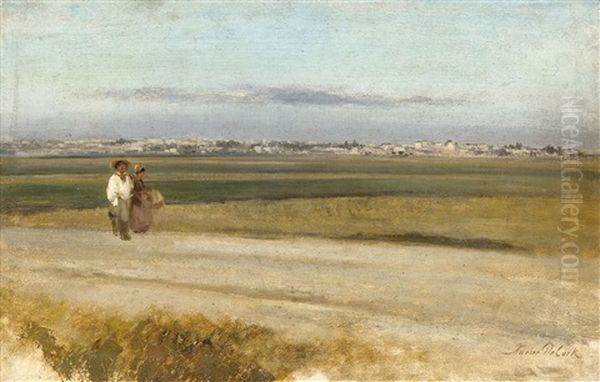 Chemin Vicinal Avec Deux Promeneurs - view 1