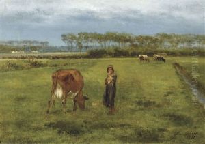 Paysage Avec Jeube Vachere