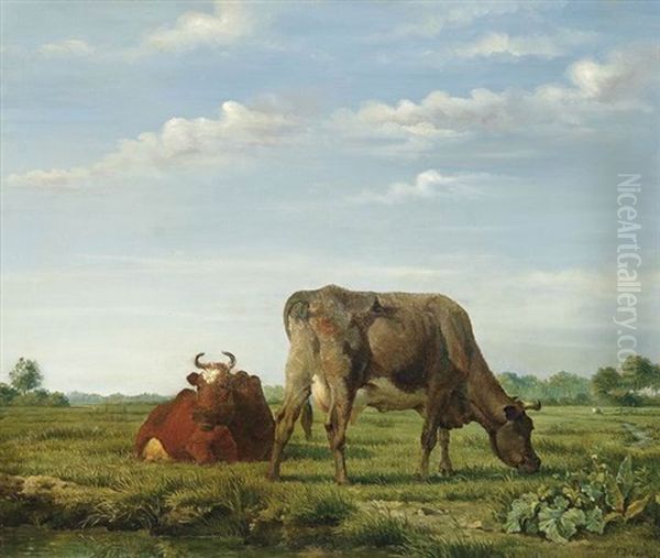 Weidelandschaft Mit Zwei Kuhen - view 1
