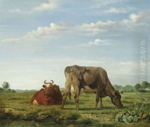 Weidelandschaft Mit Zwei Kuhen