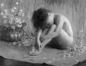 Schlafendes Madchen Neben Einer Vase Mit Kirschbluten Schlafendes Madchen Neben Einer Vase Mit Kirschbluten