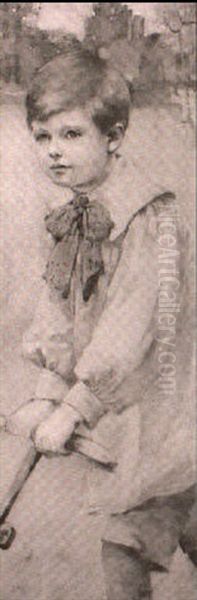 Meredith Frampton With A Garden Roller - view 1