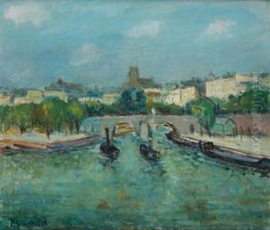 Remorqueurs Sur La Seine A Paris by Philibert Cockx