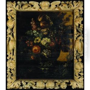 A Still Life With Flowers In An Urn by Jean George Christian Coclers