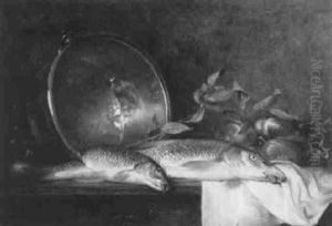 Fischstilleben Mit Zwiebeln Und Kupferkessel