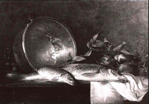 Stilleben Mit Fischen Und Kupferkessel by Jules Jacques Olivier de Cocquerel