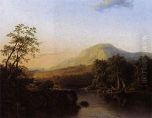 Moored Sailingvessel In An Evening Landscape