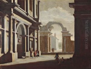 Architekturcapriccio Mit Figuren by Niccolo Codazzi