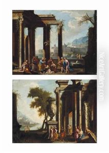 A Capriccio Of Classical Ruins With Saint Peter Preaching (+ A Capriccio Of Classical Ruins With Saint Paul Preaching; Pair) by Niccolo Codazzi
