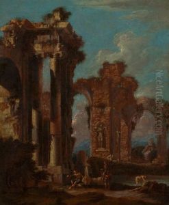 Pair Of Architectural Capriccios by Niccolo Codazzi