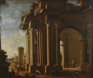 Capriccio Architectural Anime De Personnages by Niccolo Codazzi