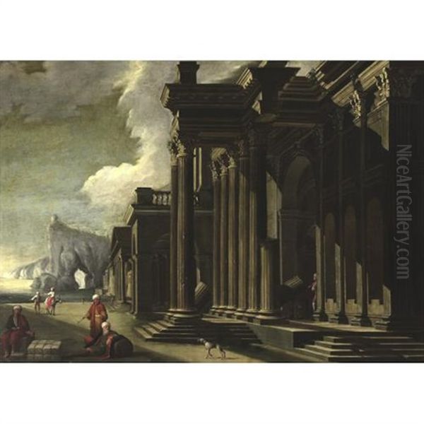 View Of A Port With Figures And Classical Architecture - view 1