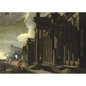 View Of A Port With Figures And Classical Architecture