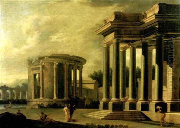 Tempio Di Vesta A Tivoli E Pronao Tuscanico Con Astanti - view 1