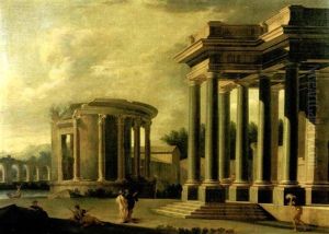 Tempio Di Vesta A Tivoli E Pronao Tuscanico Con Astanti