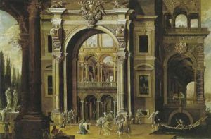 Fantasia Architettonica Con Cristo E L'adultera